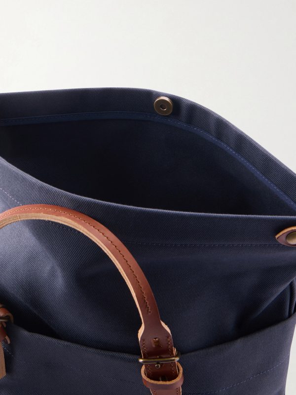 Woody Leather-Trimmed Waxed Cotton-Canvas Backpack - E1