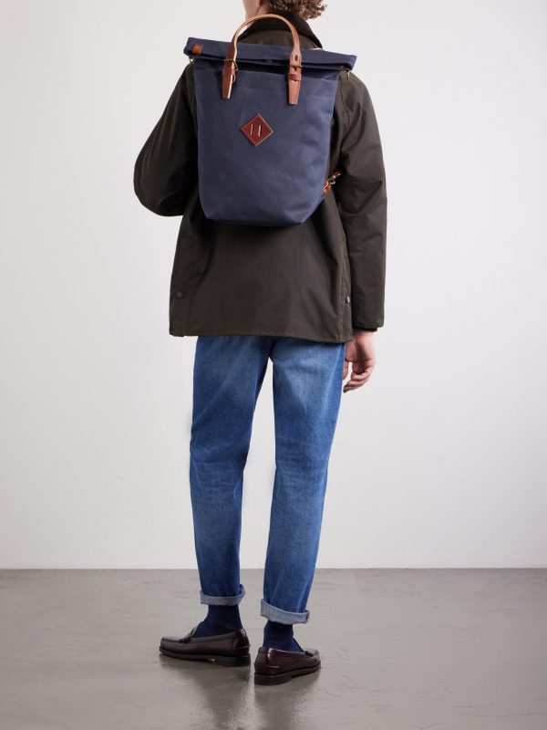 Woody Leather-Trimmed Waxed Cotton-Canvas Backpack - FR
