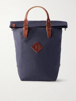Woody Leather-Trimmed Waxed Cotton-Canvas Backpack Woody Leather-Trimmed Waxed Cotton-Canvas Backpack