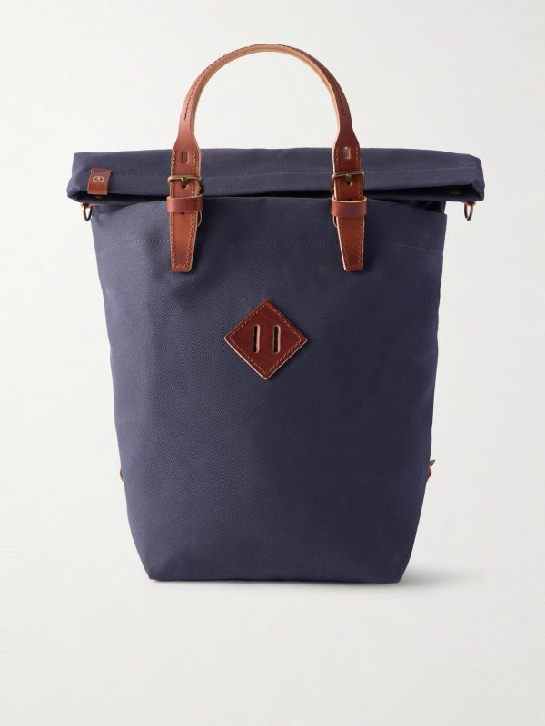 Woody Leather-Trimmed Waxed Cotton-Canvas Backpack