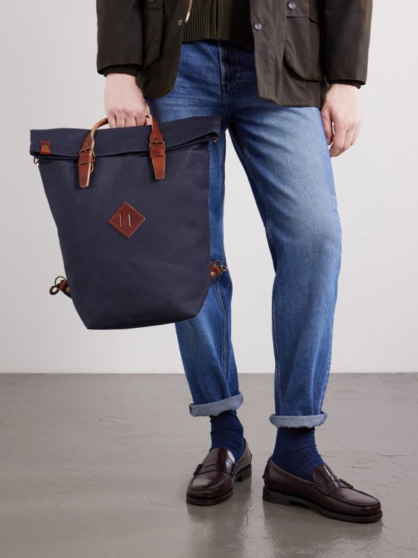 Woody Leather-Trimmed Waxed Cotton-Canvas Backpack - OU