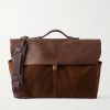 Charles Leather-Trimmed Suede Briefcase