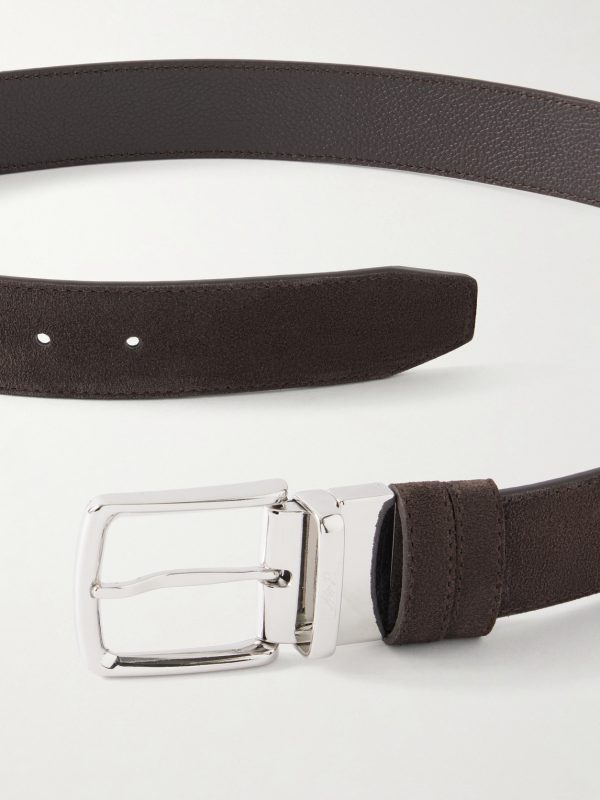 3.5cm Reversbile Suede and Full-Grain Leather Belt - CU 3.5cm Reversbile Suede and Full-Grain Leather Belt - CU