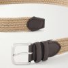 3.5cm Leather-Trimmed Woven Belt - CU