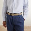 3.5cm Leather-Trimmed Woven Belt - FR
