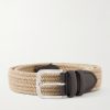 3.5cm Leather-Trimmed Woven Belt