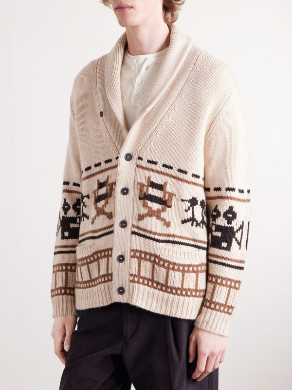 + Hollywood Authentic Intarsia Organic Cashmere Cardigan - FR