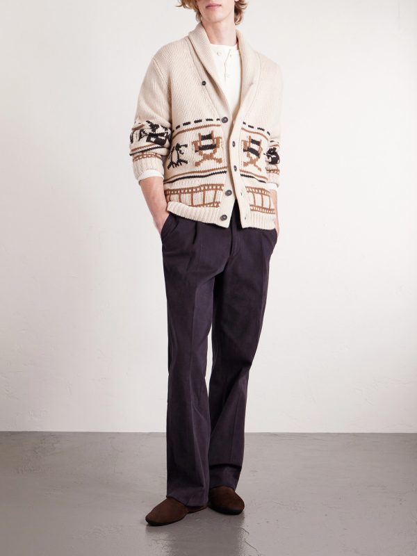 + Hollywood Authentic Intarsia Organic Cashmere Cardigan - OU