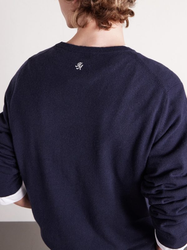 +Hollywood Authentic The Hollywood Gothic Logo-Intarsia Organic Cashmere Sweater - CU +Hollywood Authentic The Hollywood Gothic Logo-Intarsia Organic Cashmere Sweater - CU