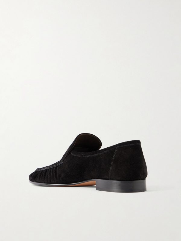Soft Moccasin Two Gathered Suede Loafers - BK