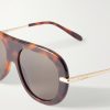 Slim Havana Aviator-Style Tortoiseshell Acetate Sunglasses - E1 Slim Havana Aviator-Style Tortoiseshell Acetate Sunglasses - E1