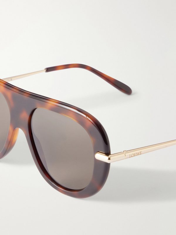 Slim Havana Aviator-Style Tortoiseshell Acetate Sunglasses - E1 Slim Havana Aviator-Style Tortoiseshell Acetate Sunglasses - E1
