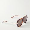 Slim Havana Aviator-Style Tortoiseshell Acetate Sunglasses - FR Slim Havana Aviator-Style Tortoiseshell Acetate Sunglasses - FR