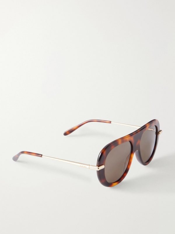 Slim Havana Aviator-Style Tortoiseshell Acetate Sunglasses - FR Slim Havana Aviator-Style Tortoiseshell Acetate Sunglasses - FR