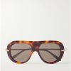 Slim Havana Aviator-Style Tortoiseshell Acetate Sunglasses Slim Havana Aviator-Style Tortoiseshell Acetate Sunglasses