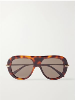 Slim Havana Aviator-Style Tortoiseshell Acetate Sunglasses