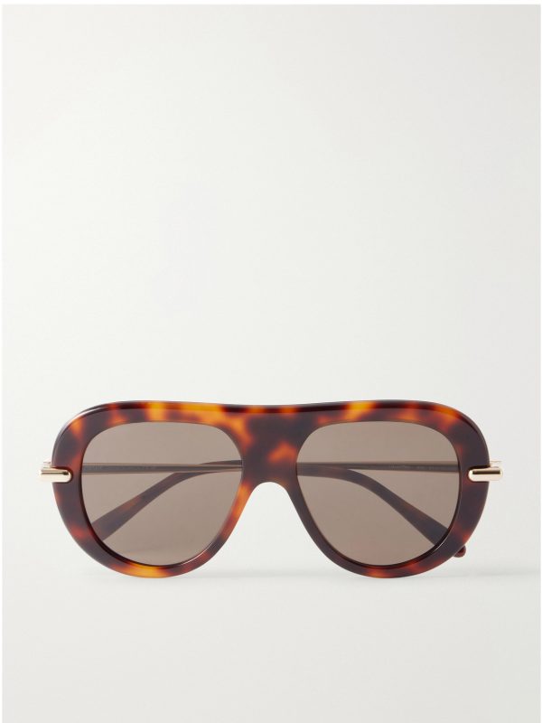 Slim Havana Aviator-Style Tortoiseshell Acetate Sunglasses Slim Havana Aviator-Style Tortoiseshell Acetate Sunglasses
