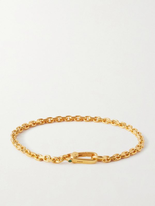 Gold-Plated Sterling Silver Emerald Chain Bracelet - BK