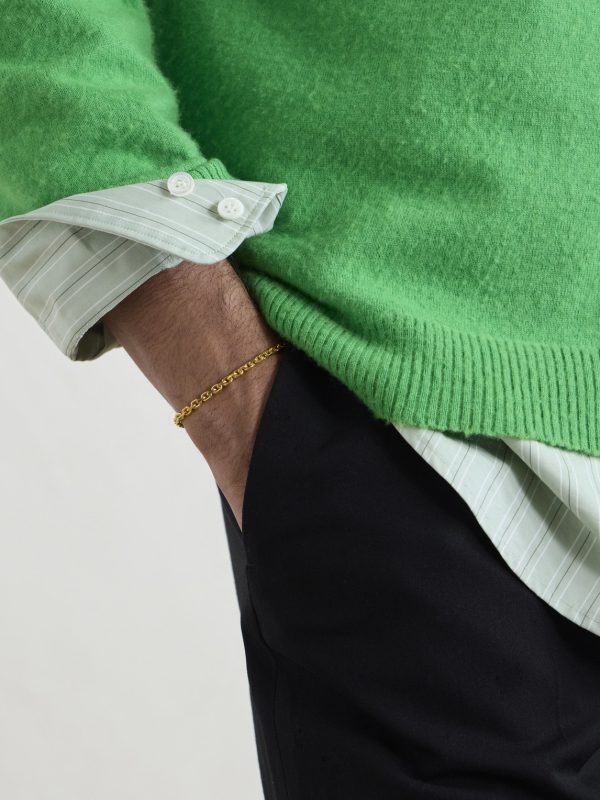 Gold-Plated Sterling Silver Emerald Chain Bracelet - OU