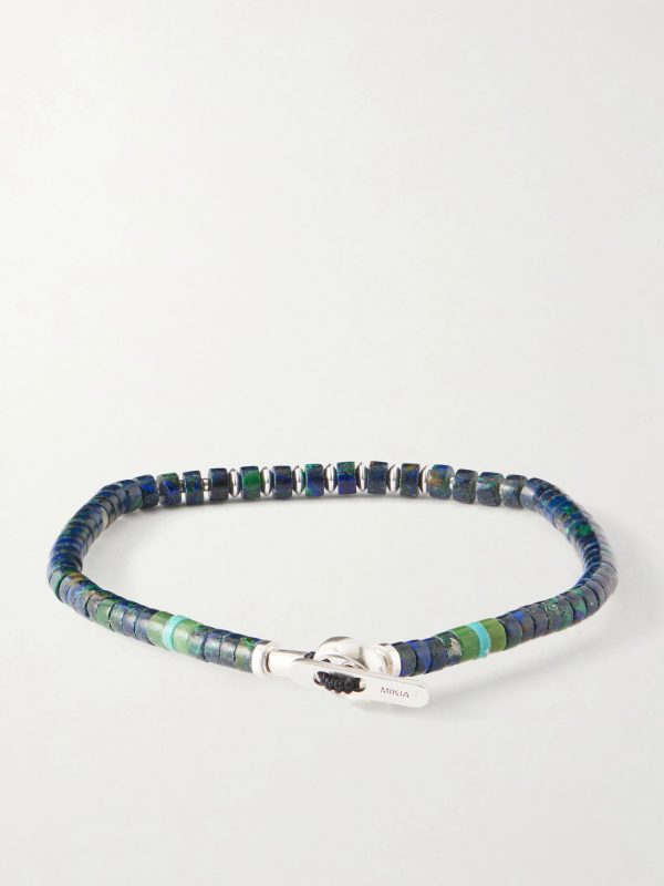 Heishi Sterling Silver and Azurite Beaded Bracelet - BK