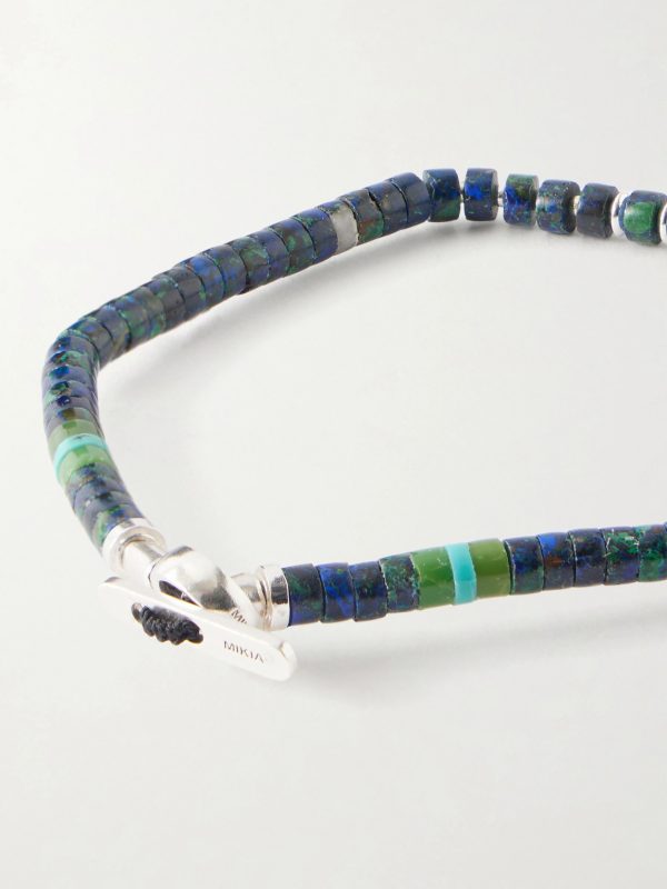 Heishi Sterling Silver and Azurite Beaded Bracelet - CU