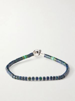 Heishi Sterling Silver and Azurite Beaded Bracelet Heishi Sterling Silver and Azurite Beaded Bracelet
