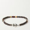 Sterling Silver Bronzite and Jasper Beaded Bracelet - BK Sterling Silver Bronzite and Jasper Beaded Bracelet - BK