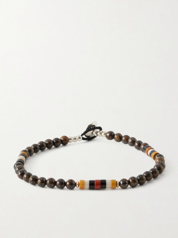 Sterling Silver Bronzite and Jasper Beaded Bracelet Sterling Silver Bronzite and Jasper Beaded Bracelet