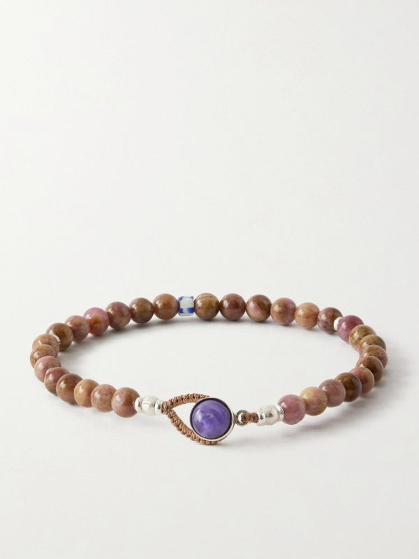 Circle8 Sterling Silver, Tourmaline Cat's Eye and Charoite Beaded Bracelet - BK Circle8 Sterling Silver, Tourmaline Cat's Eye and Charoite Beaded Bracelet - BK