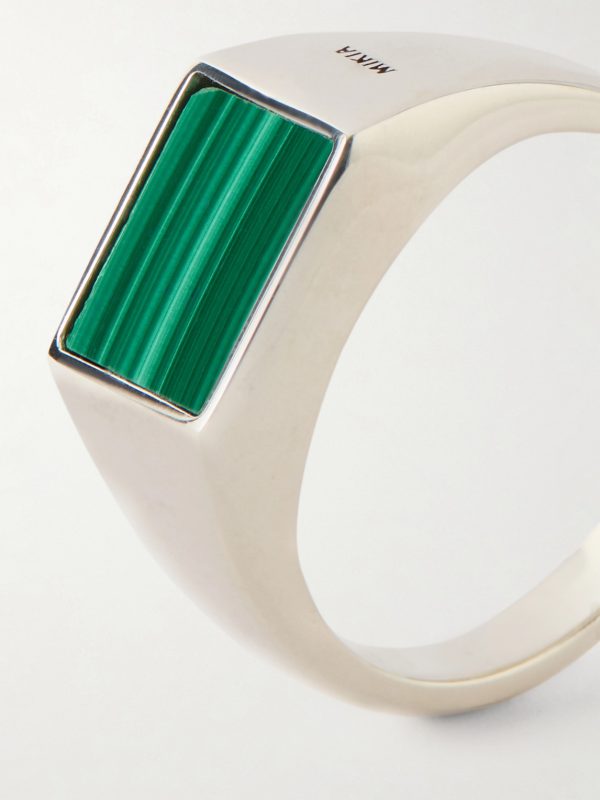 Rectangle Sterling Silver Malachite Ring - CU