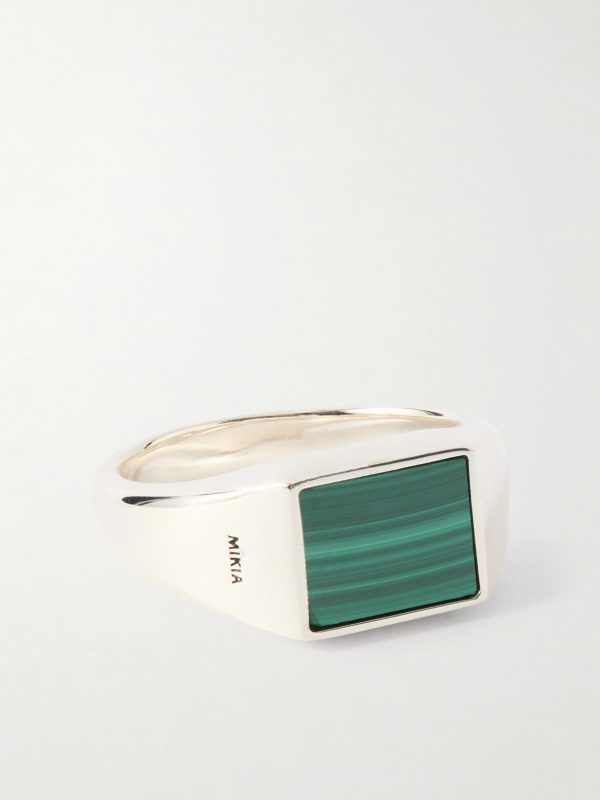 Rectangle Sterling Silver Malachite Ring