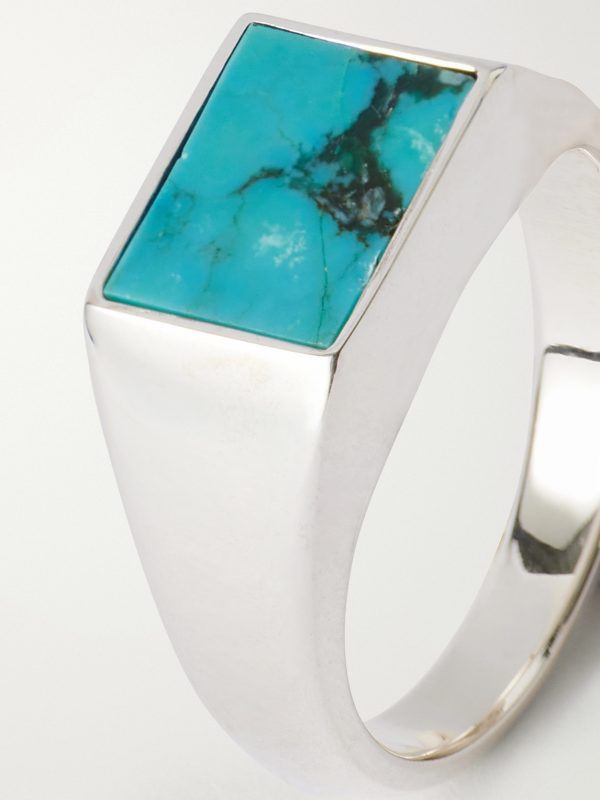 Rectangle Sterling Silver Turquoise Ring - CU Rectangle Sterling Silver Turquoise Ring - CU