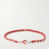 Circle4 Sterling Silver and Coral Beaded Bracelet - BK