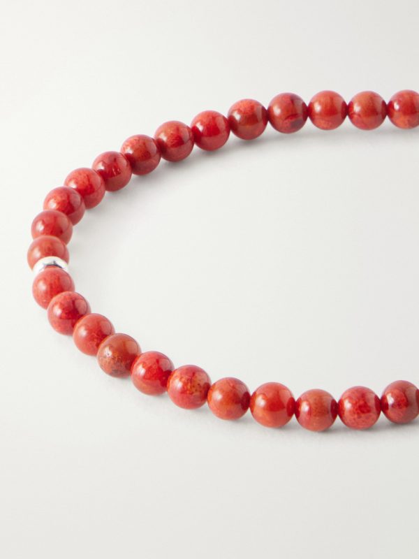 Circle4 Sterling Silver and Coral Beaded Bracelet - CU