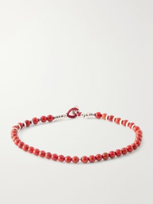 Circle4 Sterling Silver and Coral Beaded Bracelet Circle4 Sterling Silver and Coral Beaded Bracelet