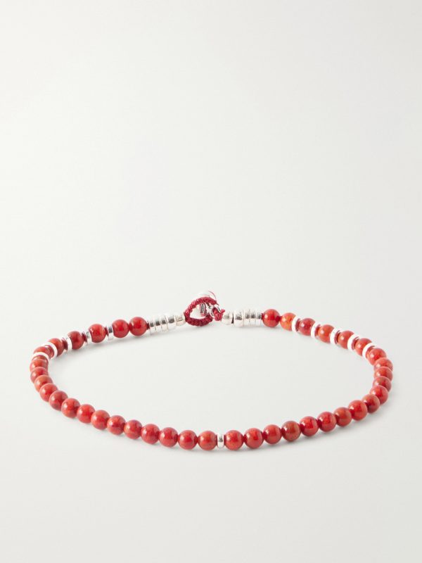 Circle4 Sterling Silver and Coral Beaded Bracelet