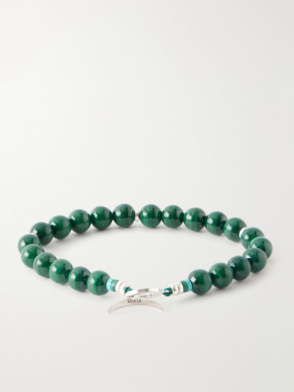 Circle8 Sterling Silver and Malachite Beaded Bracelet - BK Circle8 Sterling Silver and Malachite Beaded Bracelet - BK
