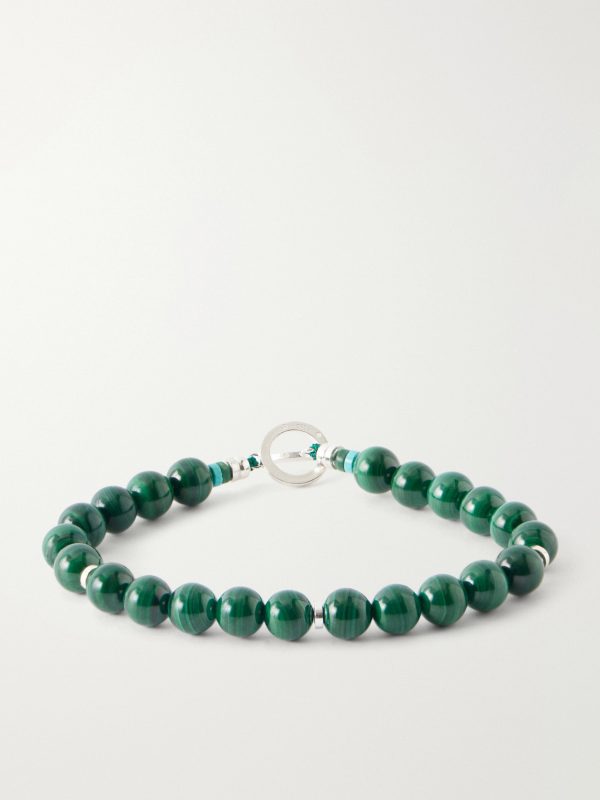 Circle8 Sterling Silver and Malachite Beaded Bracelet Circle8 Sterling Silver and Malachite Beaded Bracelet