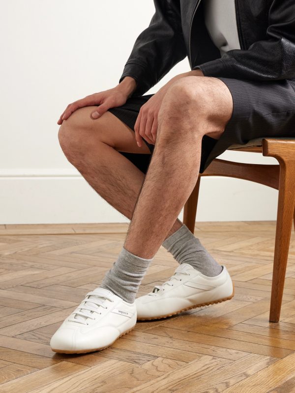 Logo-Print Leather Sneakers - OU Logo-Print Leather Sneakers - OU