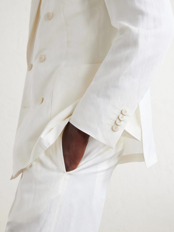 Double-Breasted Linen and Silk-Blend Suit Jacket - CU Double-Breasted Linen and Silk-Blend Suit Jacket - CU