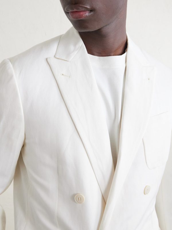 Double-Breasted Linen and Silk-Blend Suit Jacket - E1 Double-Breasted Linen and Silk-Blend Suit Jacket - E1