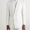 Double-Breasted Linen and Silk-Blend Suit Jacket - FR Double-Breasted Linen and Silk-Blend Suit Jacket - FR