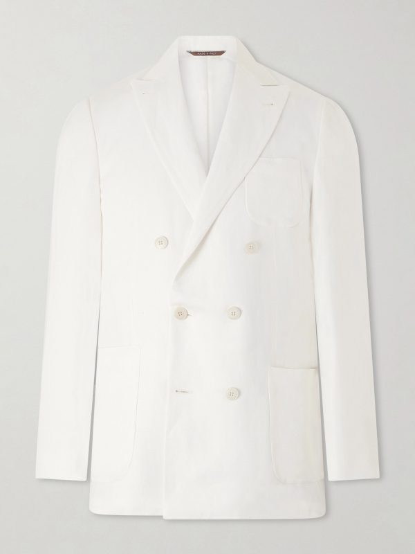 Double-Breasted Linen and Silk-Blend Suit Jacket Double-Breasted Linen and Silk-Blend Suit Jacket