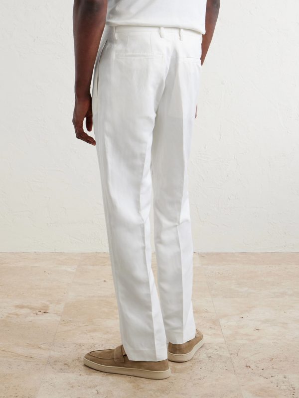 Mamhood Straight-Leg Pleated Linen And Silk-Blend Trousers - BK Mamhood Straight-Leg Pleated Linen And Silk-Blend Trousers - BK