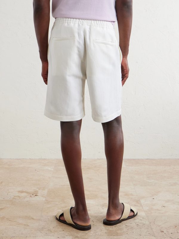 Straight-Leg Linen And Silk-Blend Bermuda Shorts - BK Straight-Leg Linen And Silk-Blend Bermuda Shorts - BK