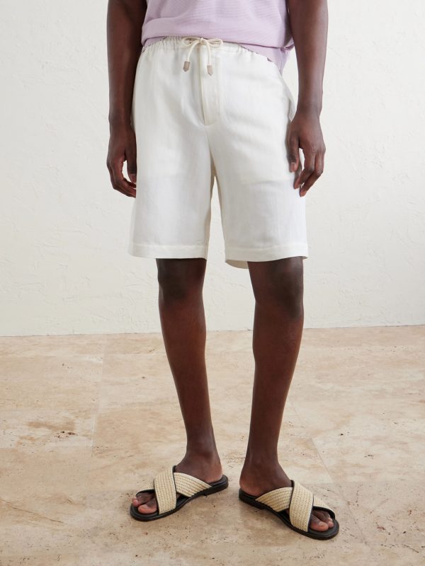 Straight-Leg Linen And Silk-Blend Bermuda Shorts - FR Straight-Leg Linen And Silk-Blend Bermuda Shorts - FR