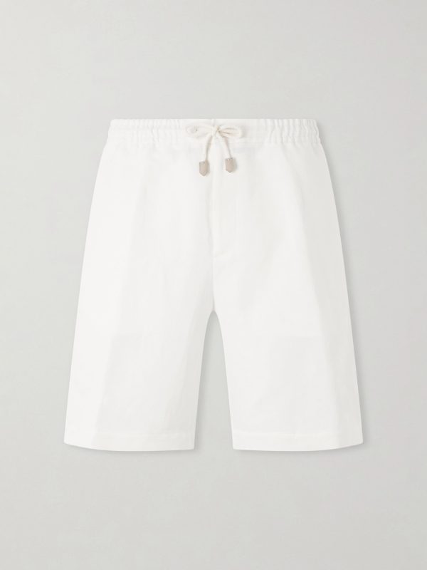 Straight-Leg Linen And Silk-Blend Bermuda Shorts Straight-Leg Linen And Silk-Blend Bermuda Shorts