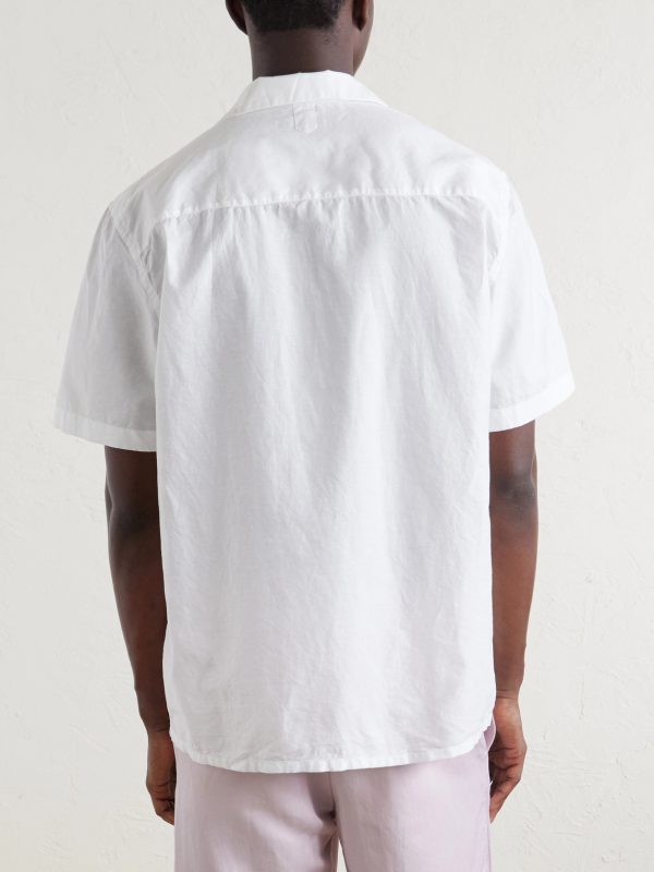 Camp-Collar Cotton and Linen-Blend Shirt - BK Camp-Collar Cotton and Linen-Blend Shirt - BK