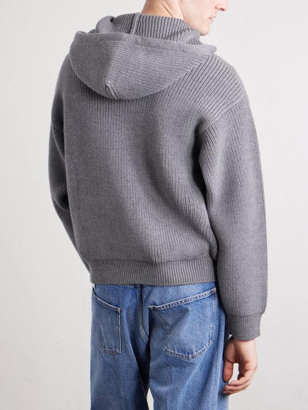 Logo-Embroidered Wool Hoodie - BK Logo-Embroidered Wool Hoodie - BK