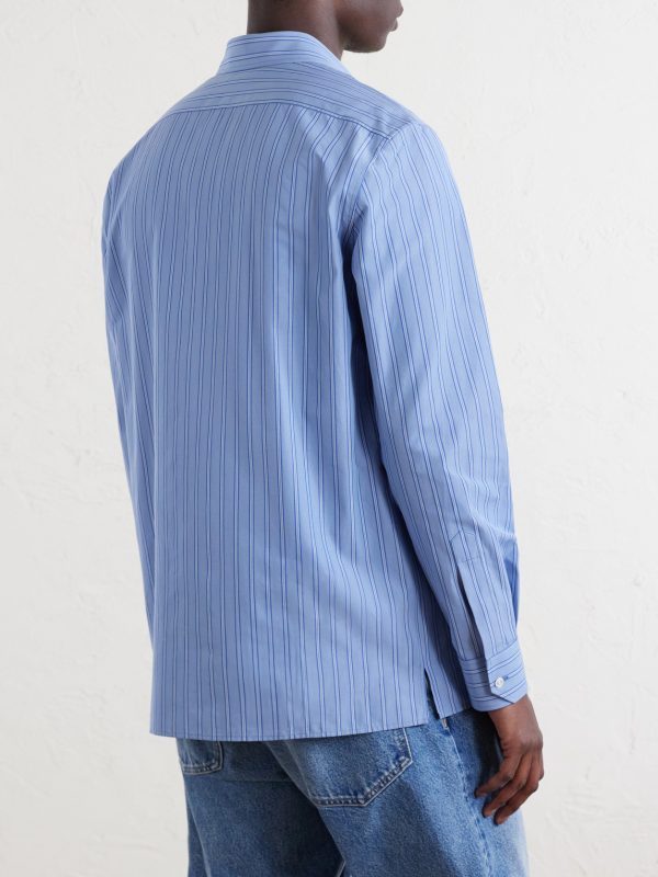 Logo-Embroidered Striped Cotton-Poplin Shirt - BK Logo-Embroidered Striped Cotton-Poplin Shirt - BK